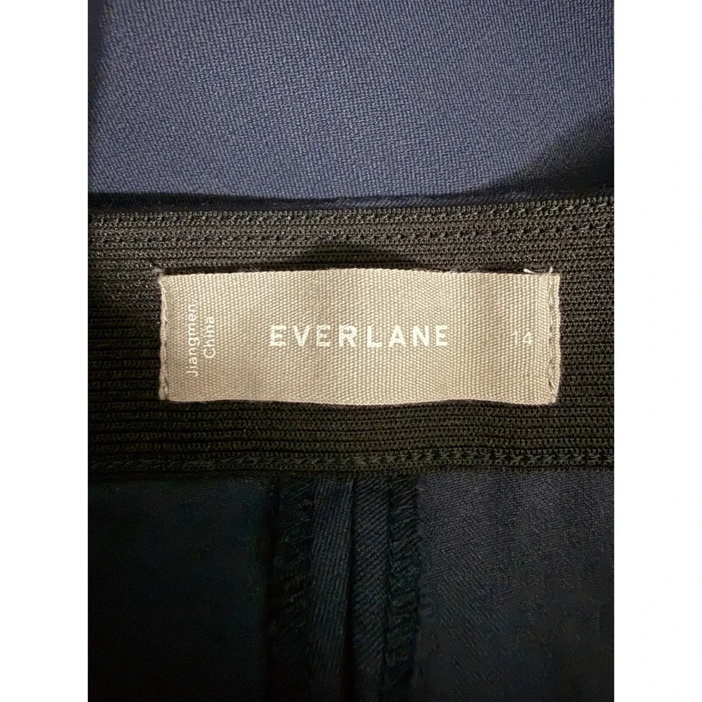 Everlane‎ The City Ankle Pants Navy Blue Side Zip Cotton Blend Women's Size 12